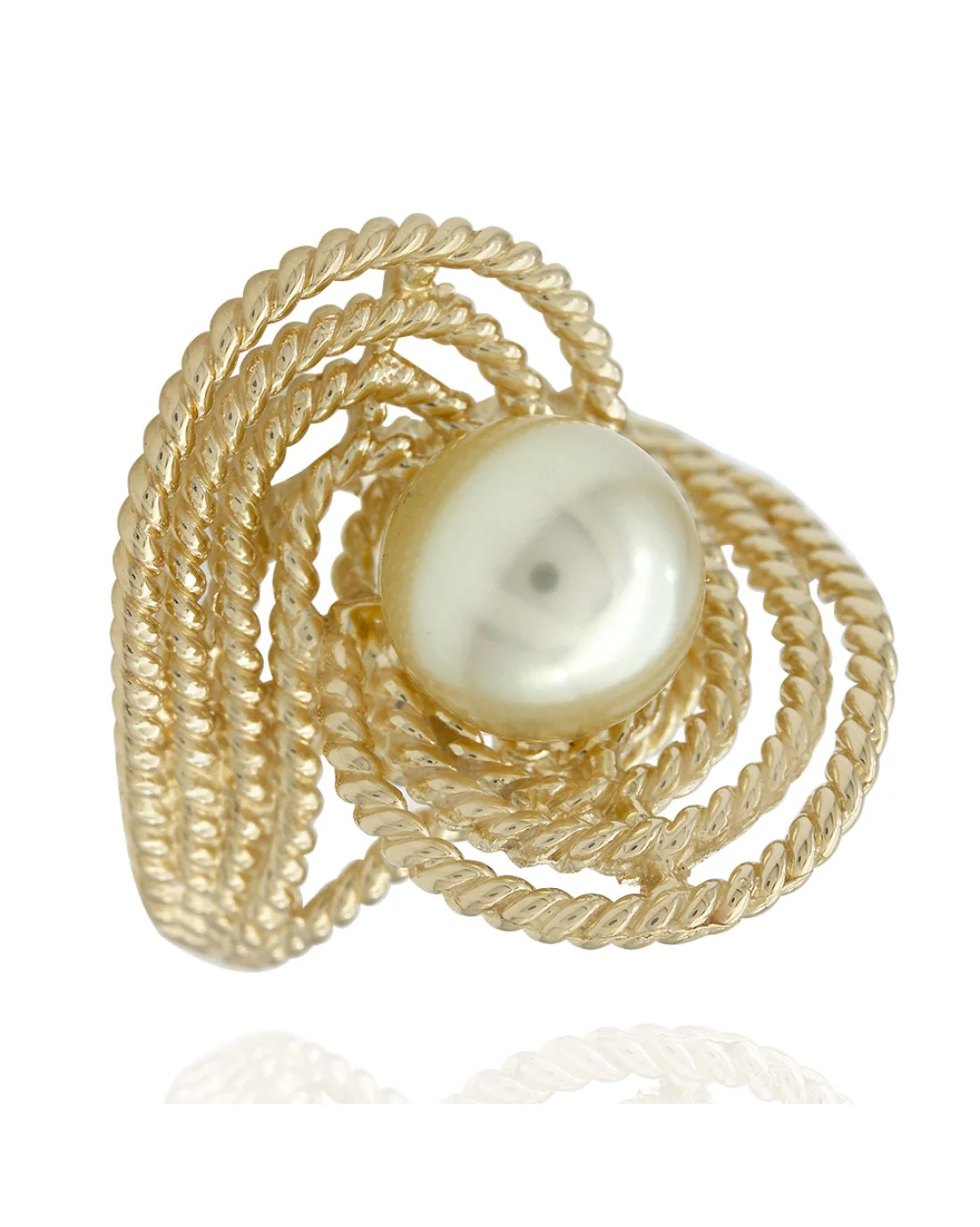 Yellow Pearl Bypass Swirl Ring