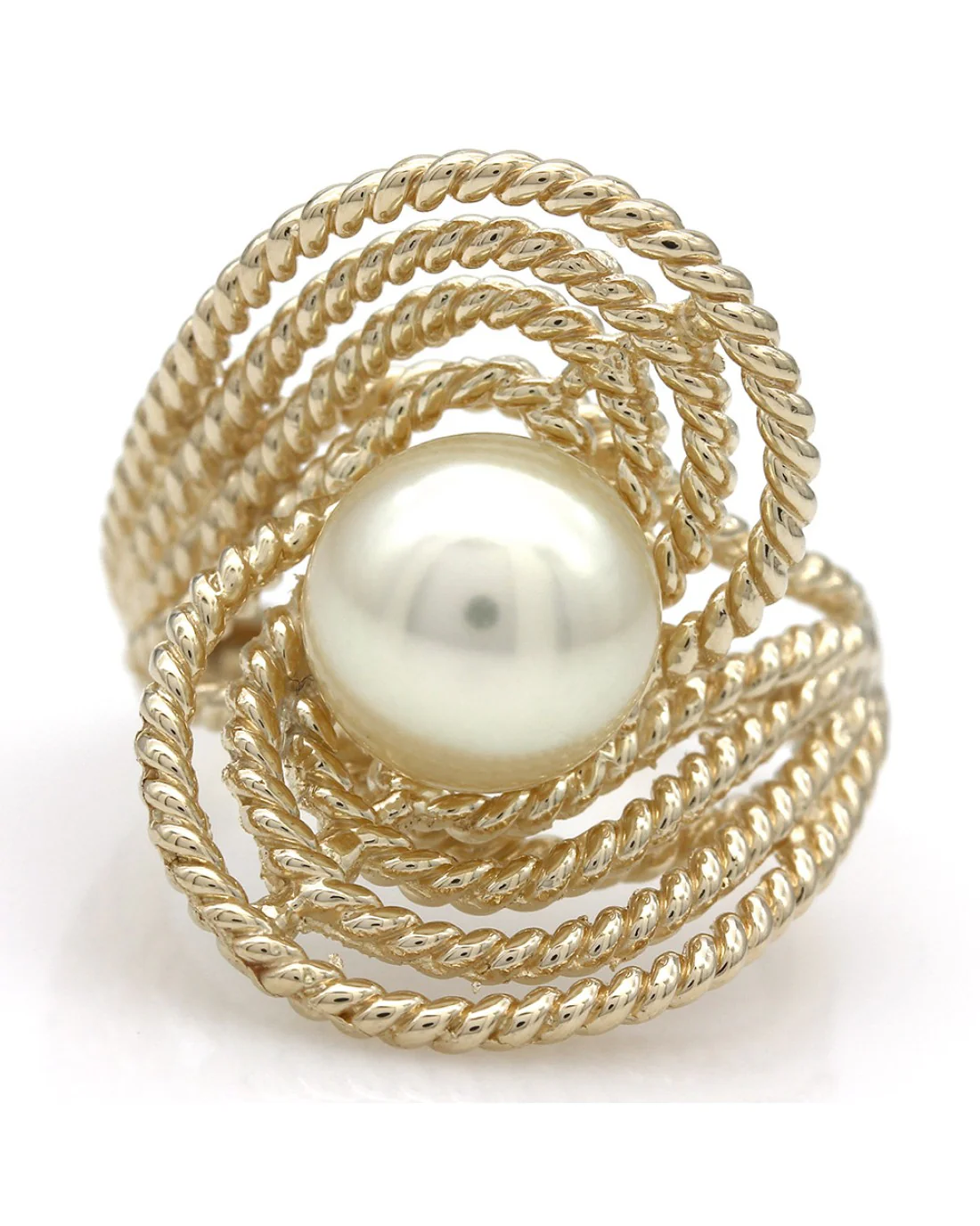 Yellow Pearl Bypass Swirl Ring - Image 2