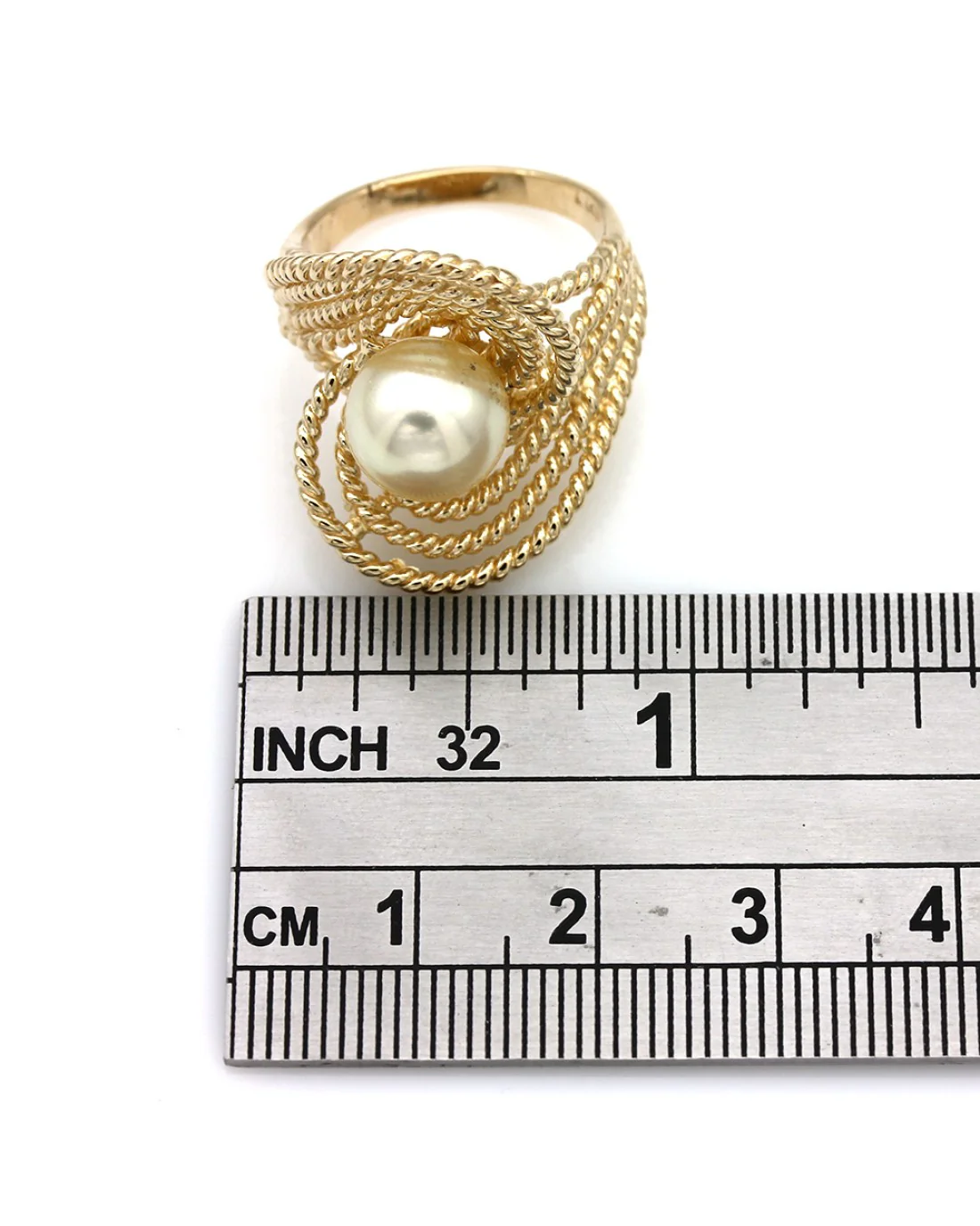 Yellow Pearl Bypass Swirl Ring - Image 3