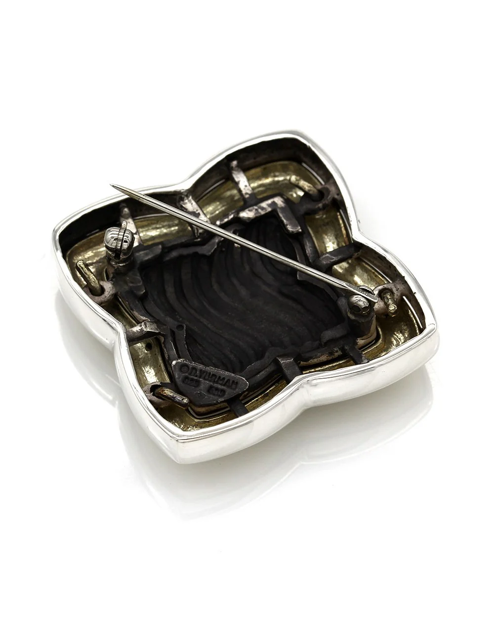 Yurman Quatrefoil Pin Brooch in Silver and Gold - Image 2