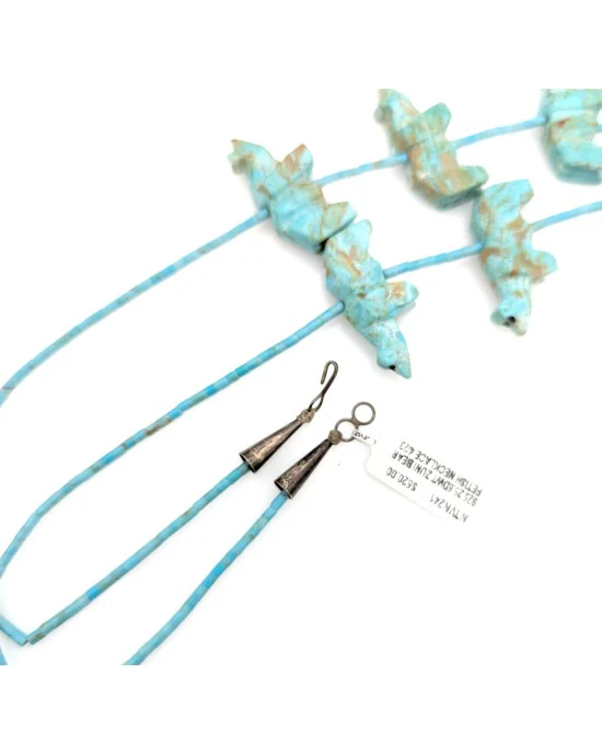 Zuni Carved Turquoise Bear Fetish Necklace - Image 3