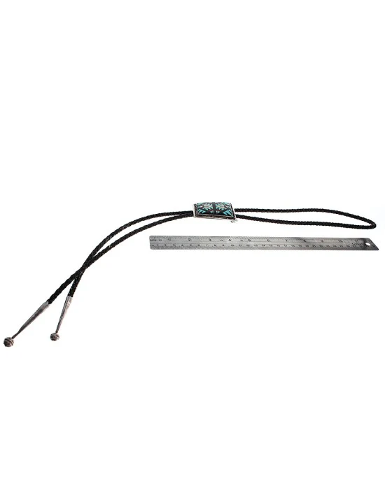 Zuni Don & Viola Eriacho Sterling Silver Multi-Stone Inlay Bolo Tie - Image 3
