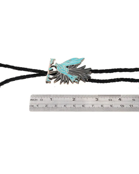 Zuni Sterling Silver Turquoise Road Runner Inlay Bolo Tie - Image 3
